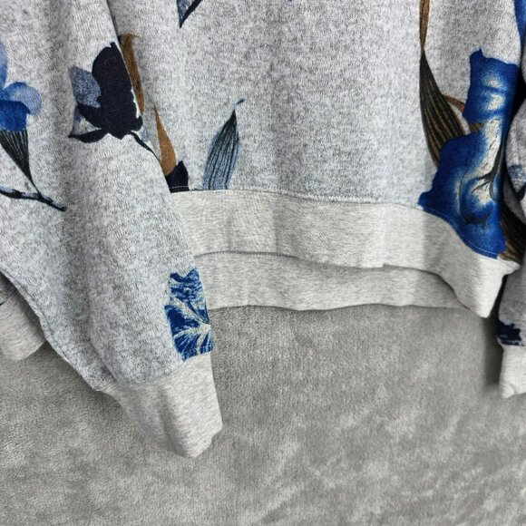 Zyia Active Cropped Sweater M Athletic Grey Blue Brown Floral Boxy Dolman Sleeve - Picture 5 of 9